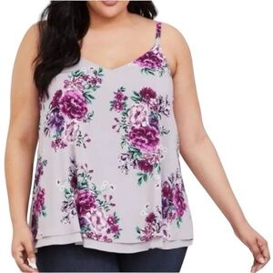 Torrid Floral Grey Sophie Challis Double Layer Swing Cami 3X